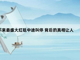 3年来最盛大红毯中途叫停 背后的真相让人始料未及【365娱乐资讯网】