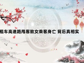 出租车高速路甩客致女乘客身亡 背后真相实在令人震惊【365娱乐资讯网】