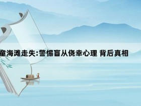 女童海滩走失:警惕盲从侥幸心理 背后真相令人震惊【365娱乐资讯网】