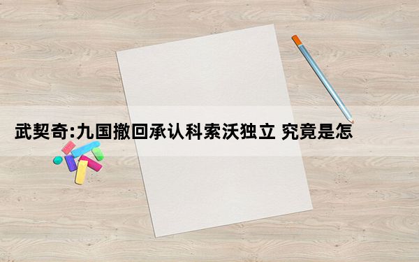 武契奇:九国撤回承认科索沃独立 究竟是怎么回事？