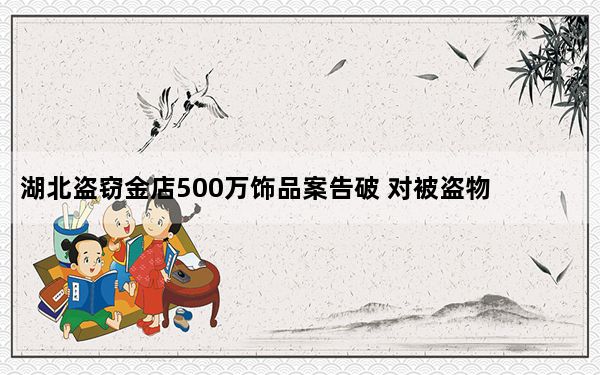 湖北盗窃金店500万饰品案告破 对被盗物品及时追回