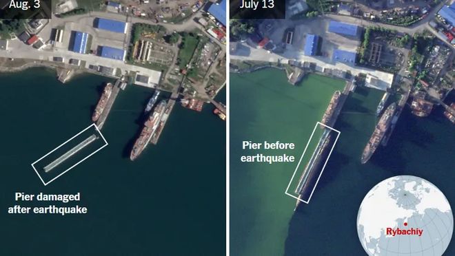 纽时：俄罗斯规模8.8强震核潜舰基地码头受损
